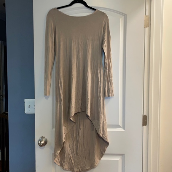 Forever 21 tan small long sleeve cotton higher front dress NWT - Picture 1 of 4